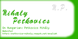 mihaly petkovics business card