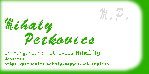mihaly petkovics business card